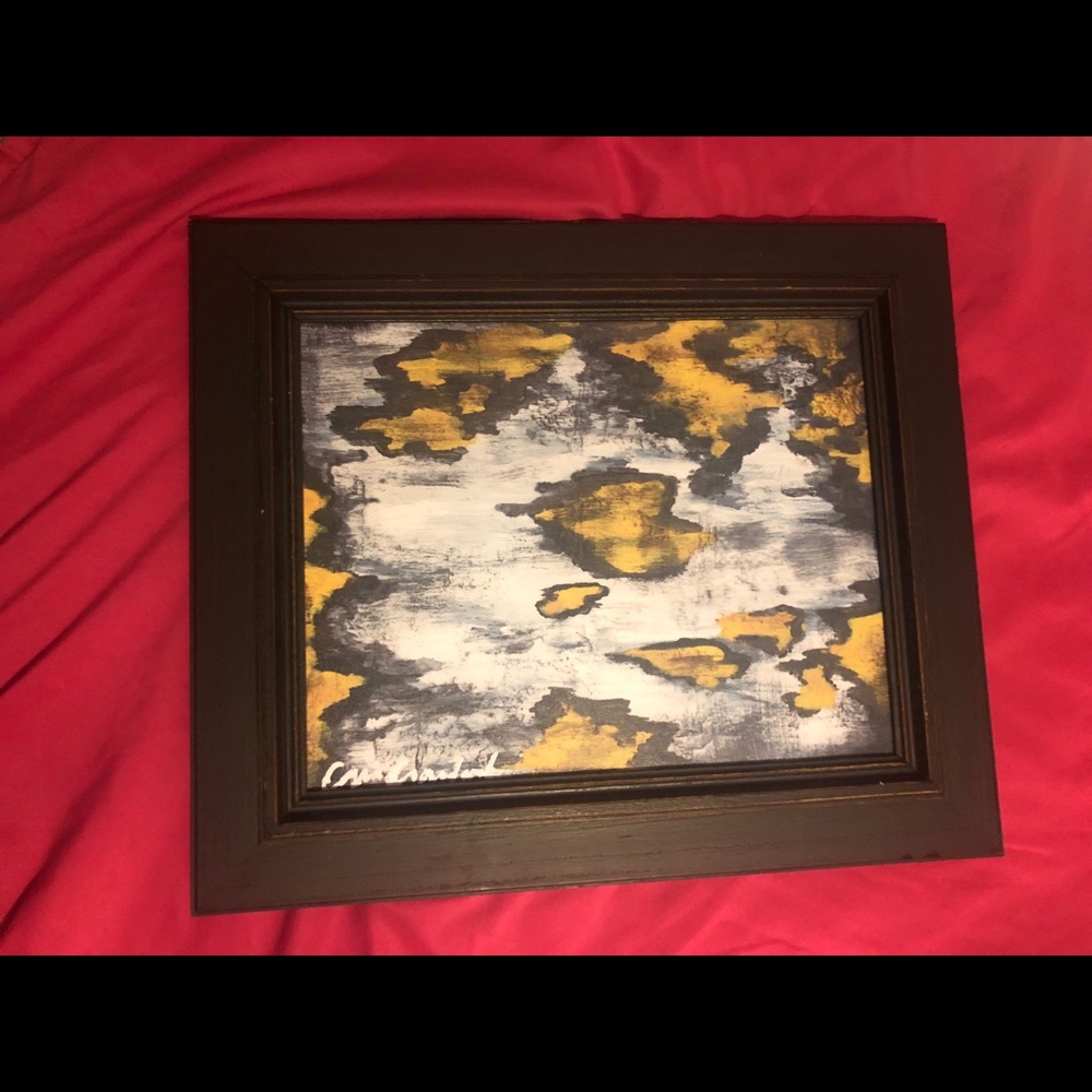 Wall art. Distressed black frame.